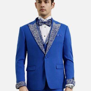 Vitali Men's Royal Blue Art Dress Up Suit Jacket Blazer Size S38